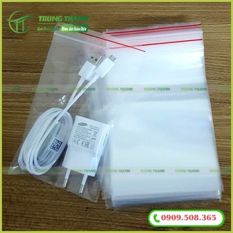 Bao bì zip chỉ đỏ đựng cục sạc điện thoại