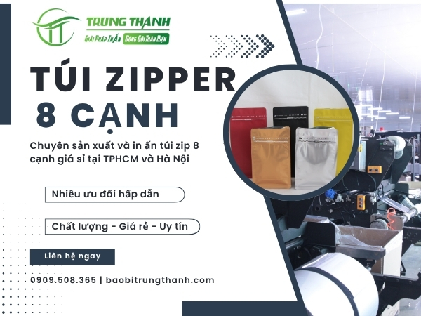 Chuyên cung cấp túi zip 8 cạnh theo yêu cầu