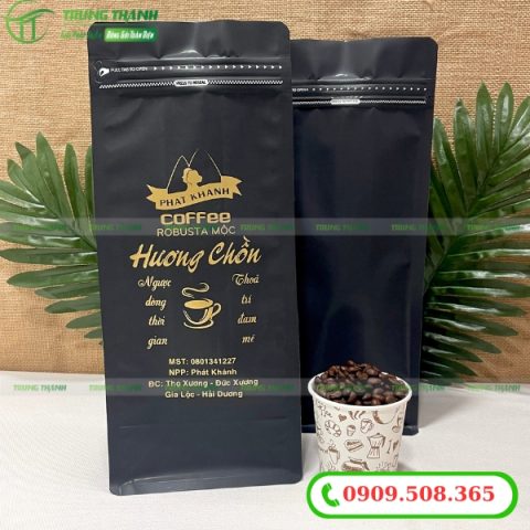 In ấn túi zip 8 cạnh đựng cafe