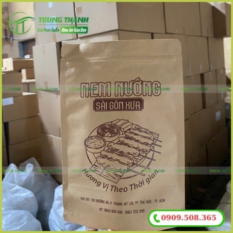 In túi zipper giấy in logo thương hiệu sắc nét