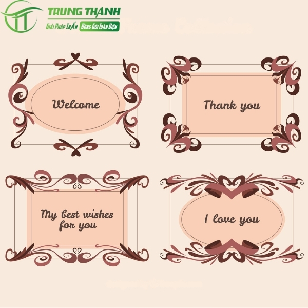 Khung viền hoa văn kèm chữ