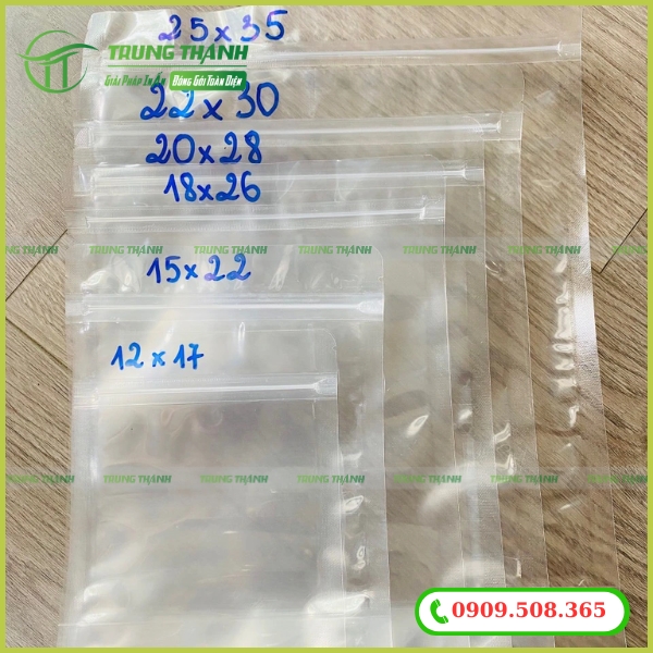 Kích thước đa dạng của túi zip chỉ trắng