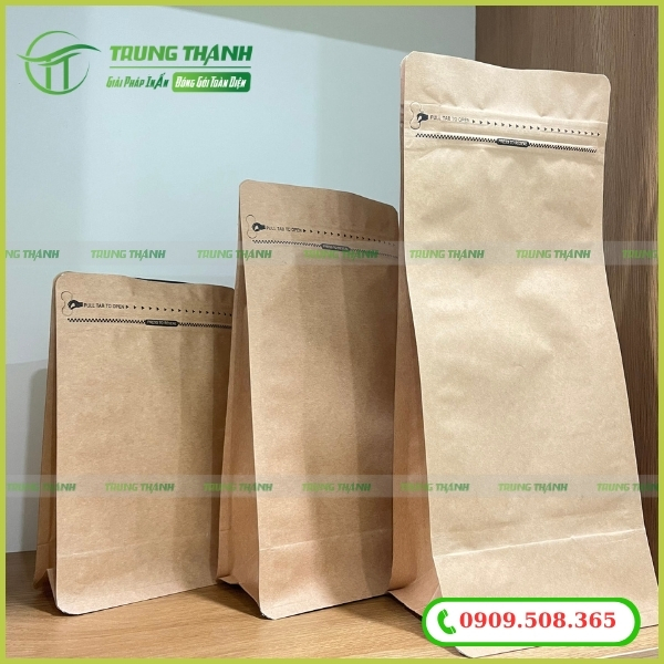 Mẫu túi 8 cạnh giấy kraft khóa zip Nhật