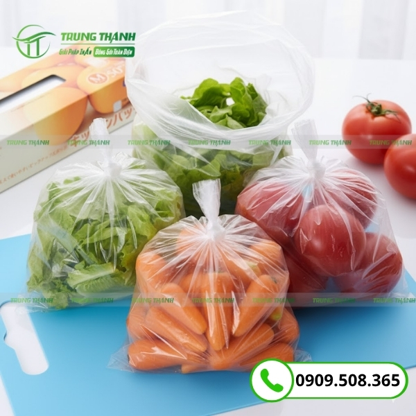 Túi cuộn đựng rau sạch trong siêu thị
