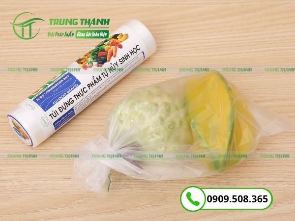 Túi tự hủy sinh học đựng rau