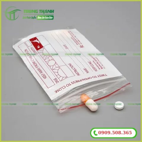 Túi zip chỉ đỏ đựng thuốc tây