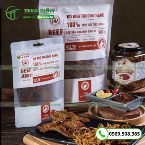 Túi zip cửa sổ tràn đựng bò khô
