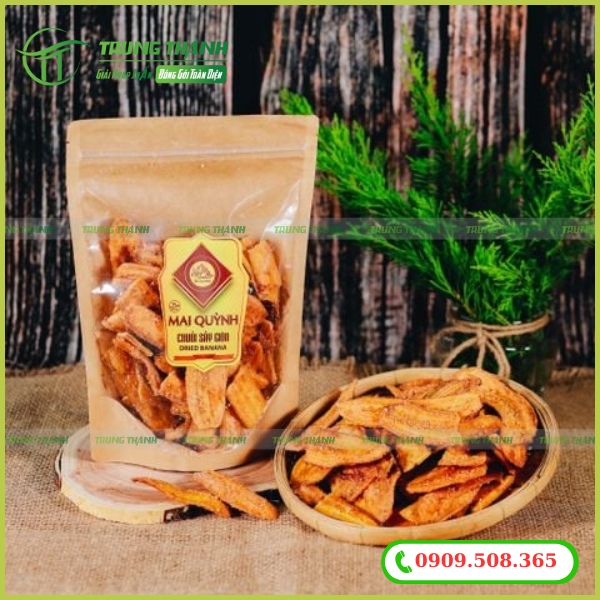 Túi zip giấy Kraft đựng chuối sấy