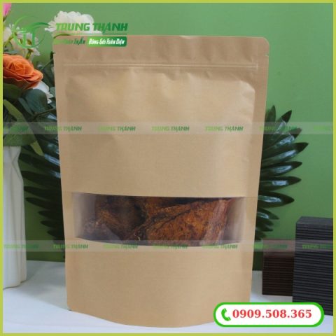 Túi zip giấy của cửa số tràn đựng bò khô