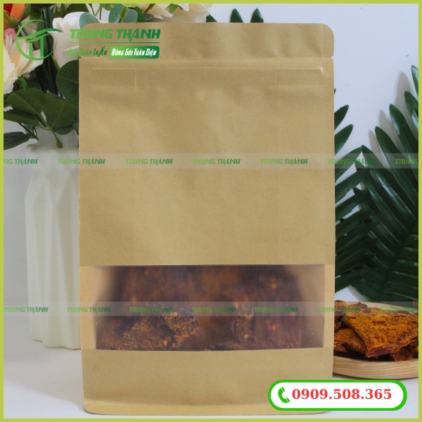 Túi zip giấy kraft đựng bò khô
