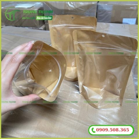 Túi zip giấy kraft một mặt giấy một mặt PE chất lượng