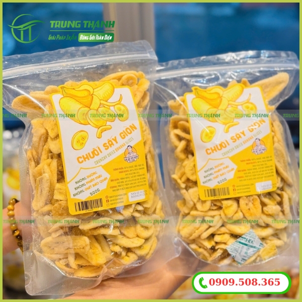 Túi zip trong đựng chuối sấy