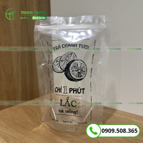 Túi zip trong suốt đựng trà chanh trà sữa