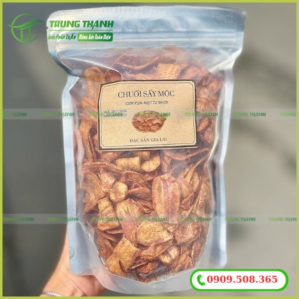 Túi zipper 1 mặt bạc 1 mặt trong đựng chuối sấy