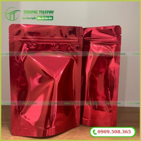 Túi zip màu đỏ đáy tròn