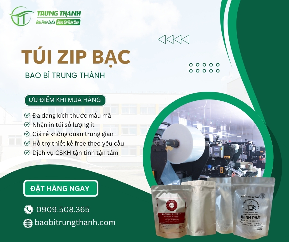 Xưởng sản xuất và in ấn túi zip bạc giá rẻ