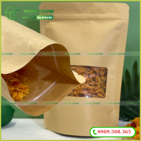 Túi zip giấy tráng lớp pe bên trong đựng khô gà