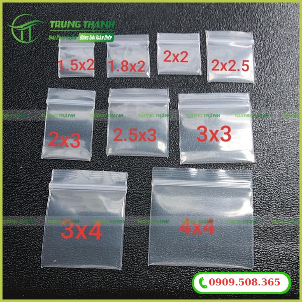 Size túi zipper nhỏ
