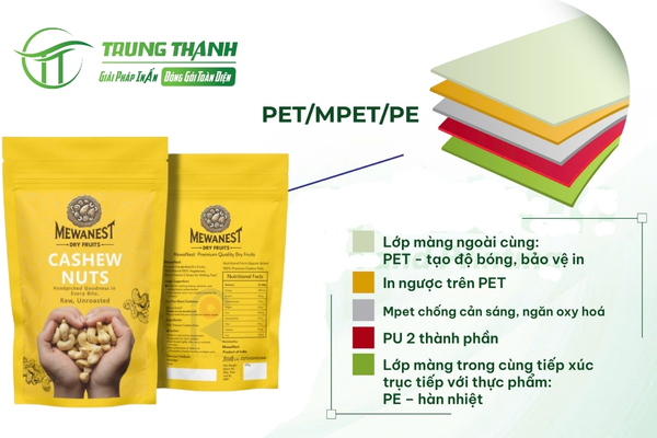 Cấu trúc màng ghép của bao bì hột điều