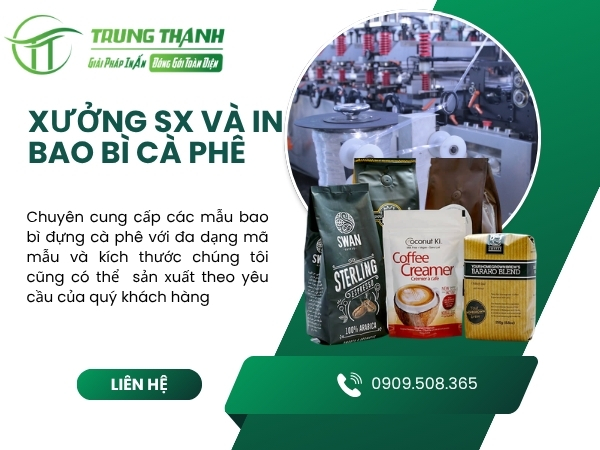 Xưởng sản xuất và in bao bì cà phê tại Trung Thành