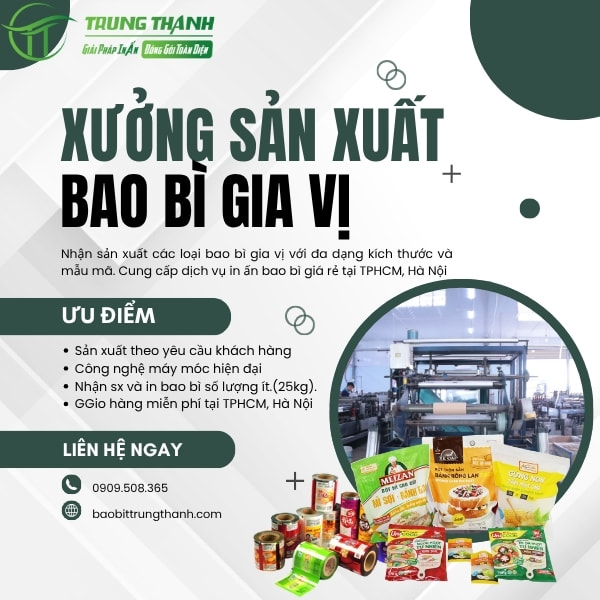 Nhận sản xuất bao bì gia vị giá rẻ tại TPHCM