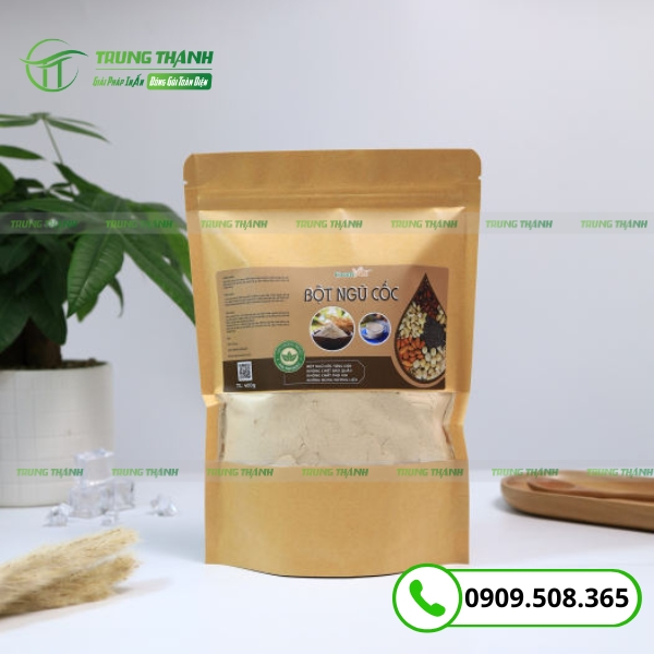 Túi zip giấy tráng PE đựng bột ngũ cốc
