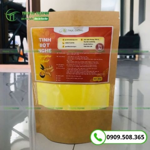 Túi zip giấy có cửa sổ tràn đựng tinh bột nghệ