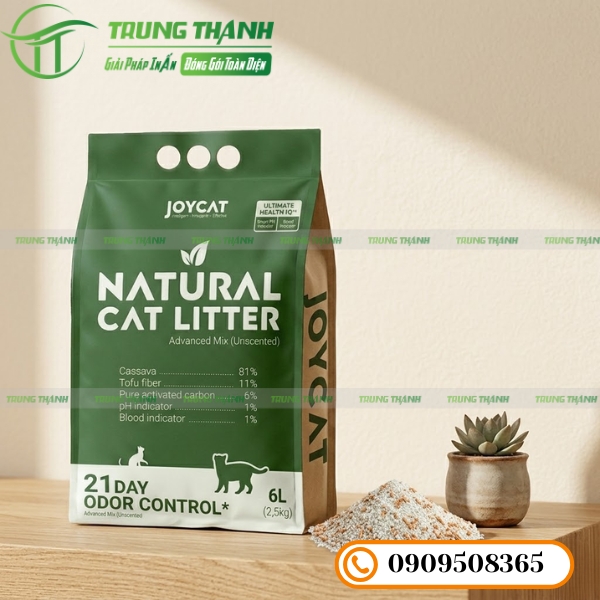 In ấn thông tin logo lên bao cát cho mèo