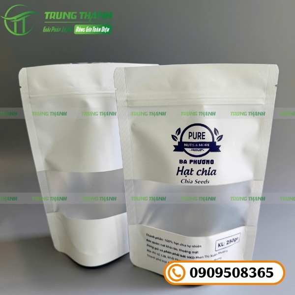 In ấn thông tin logo túi đựng hạt chia sắc nét