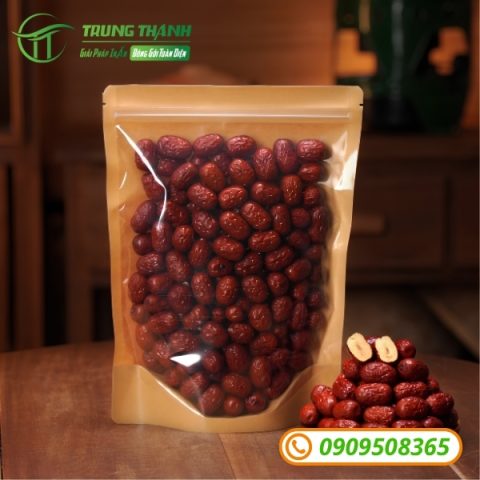 Túi zipper 1 mặt trong 1 mặt giấy đựng táo đỏ