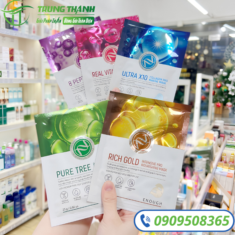 In ấn logo thông tin bao bì mặt nạ
